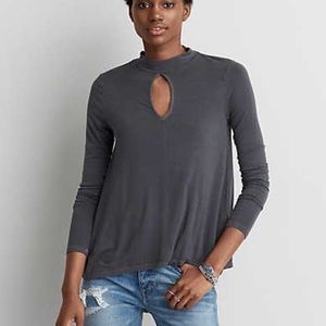American Eagle Mock Neck T-shirt, long sleeved